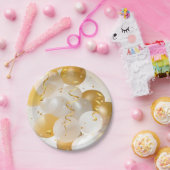 Party aus Gold und Weißballons Pappteller (Party)