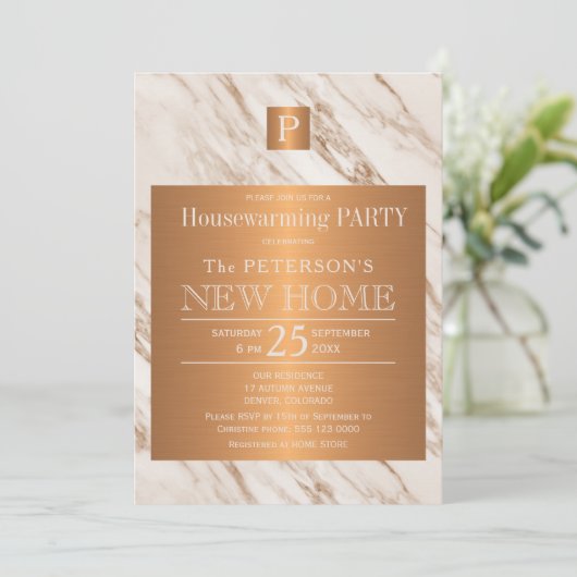 Party aus hochwertigem Marmor Einladung (Stehend Vorderseite)