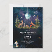 Party aus Holz Galaxie Disco Geburtstag Einladung (Vorderseite)