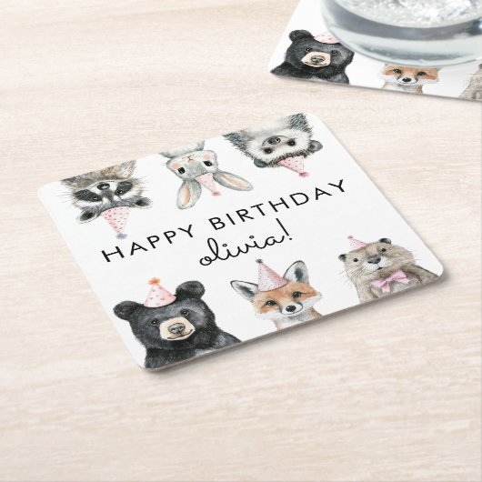 Party aus Holz Rechteckiger Pappuntersetzer (angewinkelt)