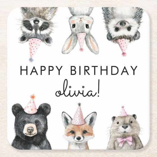 Party aus Holz Rechteckiger Pappuntersetzer (Vorderseite)