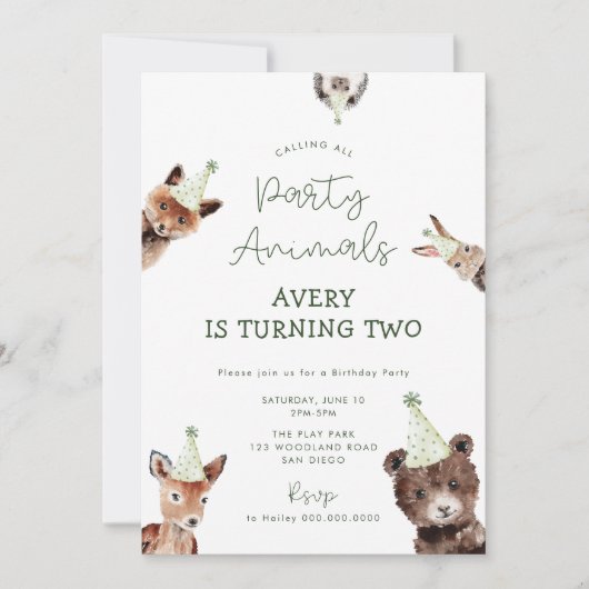 Party aus Holz zum Geburtstag Einladung (Vorderseite)