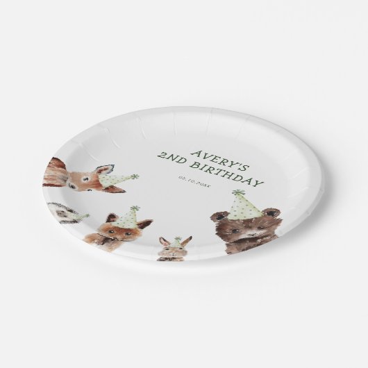 Party aus Holz zum Geburtstag Pappteller (Schrägansicht)