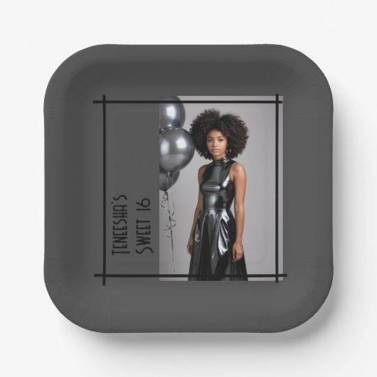 Party aus personalisiertem Foto, Sweet 16 oder in Pappteller (Vorderseite)