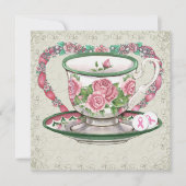 Party aus rosa Ribbon süßem Tee - SRF Einladung (Vorderseite)