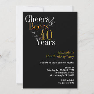 Party aus schwarzem Gold bis 40 Jahre Einladung