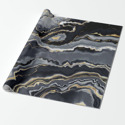 Party aus schwarzem Goldkohlebergwerk Geschenkpapier (Ungerollt)