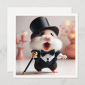 Party aus schwarzer Krawatte, Hamster, Geburtstag, Einladung (Vorne/Hinten)