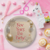 Party aus Silvester, Gold, Weißballons, Pappteller (Party)