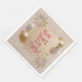 Party aus Silvester, Gold, Weißballons, Serviette (Ecke)