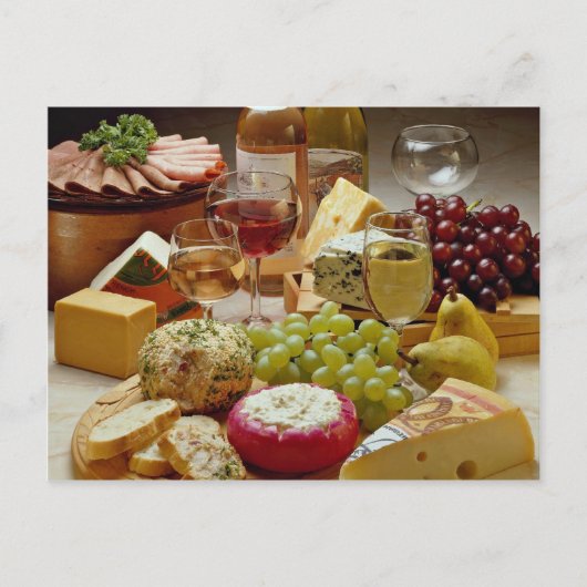 Party aus Wein und Käse Postkarte (Vorderseite)
