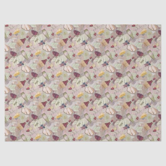 Party aus Wein und Käse Seidenpapier (Vorderseite)