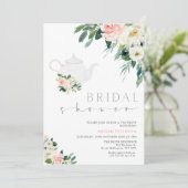 Party aus weißem Tee und weißem Blumenkohl Brautpa Einladung (Stehend Vorderseite)