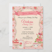 Party aus Zuckern und Gewürztee (rosa Blüte) Einladung (Vorderseite)