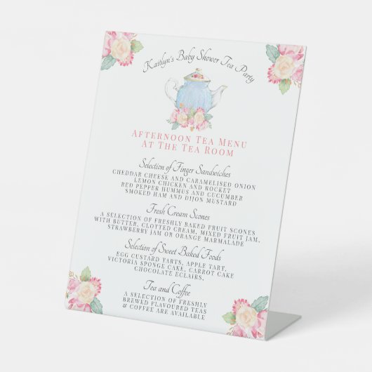 Party: | Babyduschmenü Sockelschild (Vorderseite)