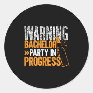 Party Bachelor in Progress Groomsquad Groomad Squa Runder Aufkleber