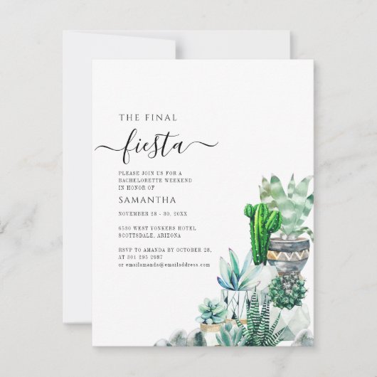 Party Bachelorette Pflanze Einladung (Vorderseite)