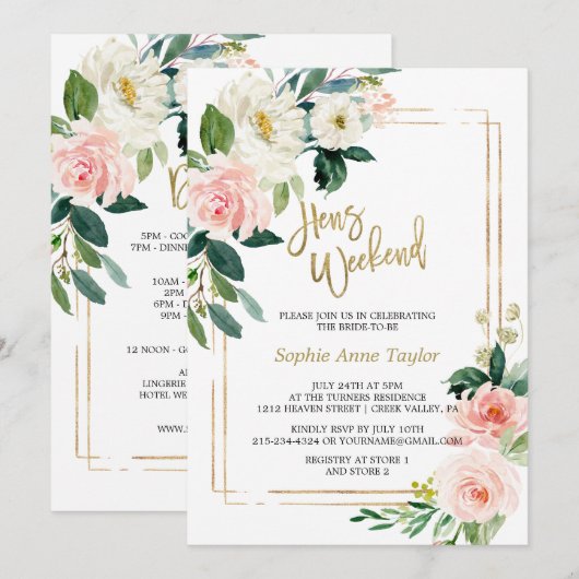 Party Bachelorette Weekend Einladung (Vorne/Hinten)