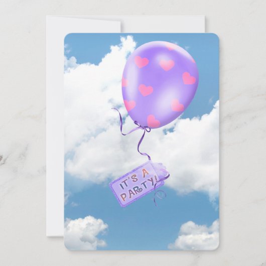 Party Ballon in Himmel Einladung (Vorderseite)