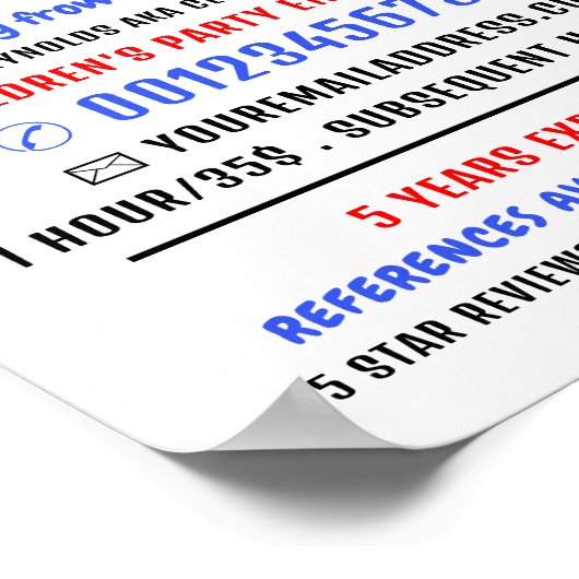 Party Ballon Kinder Entertainer, Clownwerbung Poster (Ecke)