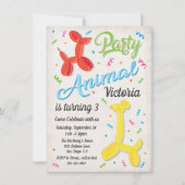 Party Ballon Tiere Geburtstagseinladungen Einladung (Vorderseite)