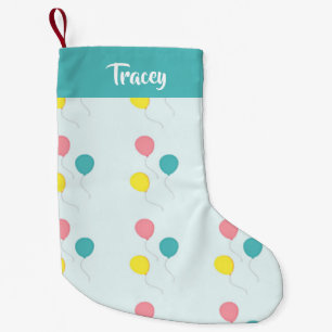 Party-Ballons auf blau Kleiner Weihnachtsstrumpf