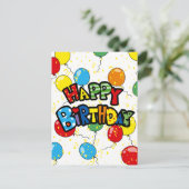 Party-Ballons zum Geburtstag Postkarte (Stehend Vorderseite)