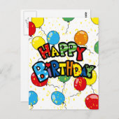 Party-Ballons zum Geburtstag Postkarte (Vorne/Hinten)