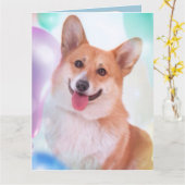 Party Balloon Corgi Karte (Gelbe Blume)