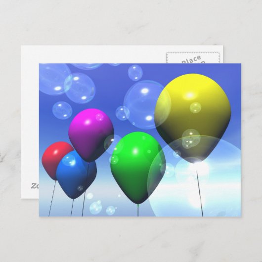 Party Balloons & Bubbles Postkarte (Vorne/Hinten)
