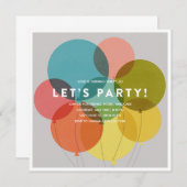 Party Balloons Einladung zum Geburtstag (Vorne/Hinten)