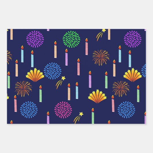 Party Balloons, Hats und Kerzen in farbenfrohen St Geschenkpapier Set (Vorderseite 2)