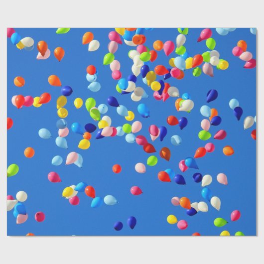 Party Balloons schweben in Blue Sky Geschenkpapier (Flach)