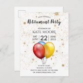 Party Balloons Star Confetti Ankündigungspostkarte (Vorne/Hinten)