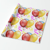Party Balloons und Streamers Geschenkpapier (Ungerollt)
