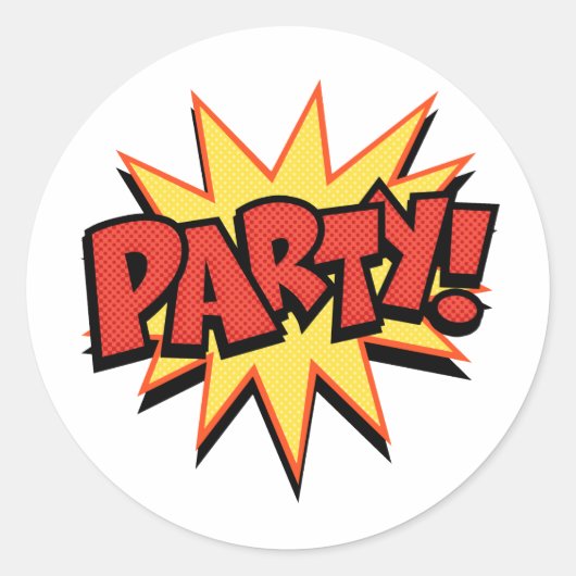 Party Bang Runder Aufkleber (Vorderseite)
