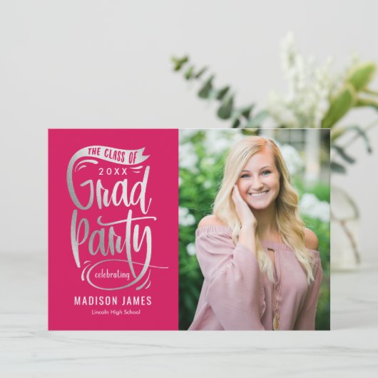 Party Banner Abschluss Ankündigung Einladung (Stehend Vorderseite)