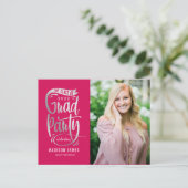 Party Banner Abschluss Ankündigung Einladung Po Postkarte (Stehend Vorderseite)