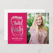 Party Banner Abschluss Ankündigung Einladung Po Postkarte (Vorne/Hinten)