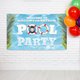 Party-Banner am Pool - Geburtstagsfeier Dekoration Banner