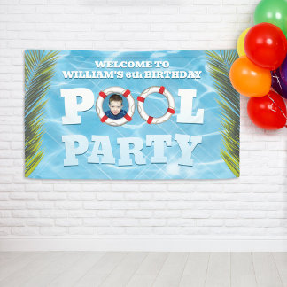 Party-Banner am Pool - Geburtstagsfeier Dekoration Banner