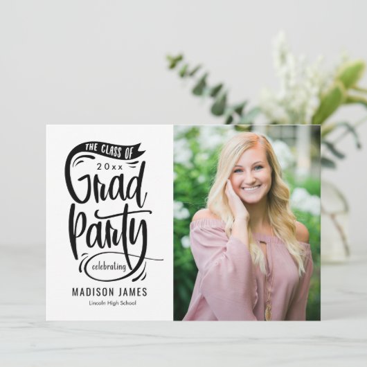 Party Banner EDITABLE FARBEN Abschluss Einladung (Stehend Vorderseite)