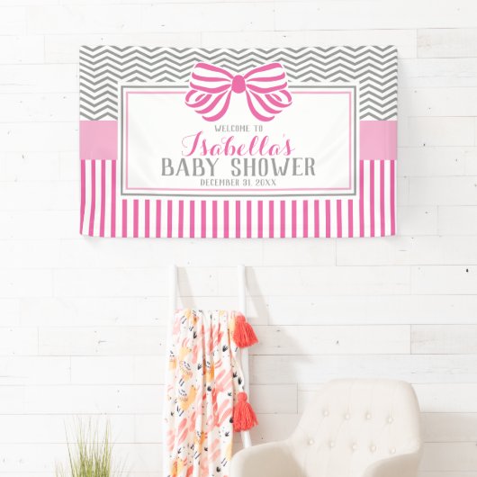 Party-Banner für Rosa und Gray-Baby-Dusche Banner (Insitu)