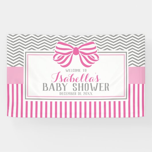 Party-Banner für Rosa und Gray-Baby-Dusche Banner (Horizontal)