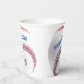 Party Baseball Red White and Blue Name and Age Pappbecher (Rechts)