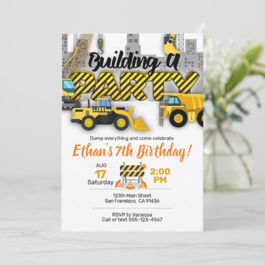 Party, Baueinladung Einladung (Stehend Vorderseite)