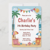 Party Beach Kindergeburtstag Party Einladung (Vorderseite)