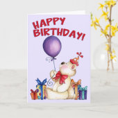 Party Bear - Grußkarte Karte (Gelbe Blume)