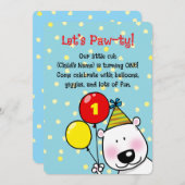 Party Bear with Balloons (1. Geburtstag) Einladung (Vorne/Hinten)