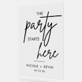 Party beginnt hier bei Hochzeitsempfang Acrylschild (Winkel)